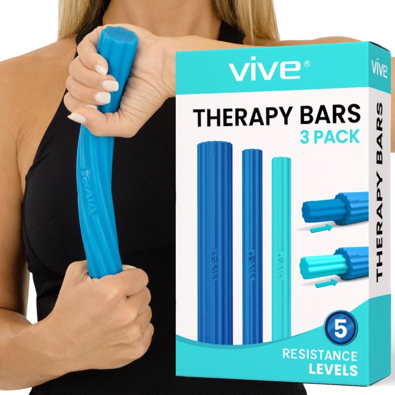 Vive Flex Therapy Bars 3 Pack Twist Resistance Hand Grip Strength Trainer for Injury Recovery Tennis Elbow Golfers Tendonitis Pain Weighted Strengthening Multi Pack - Image 2
