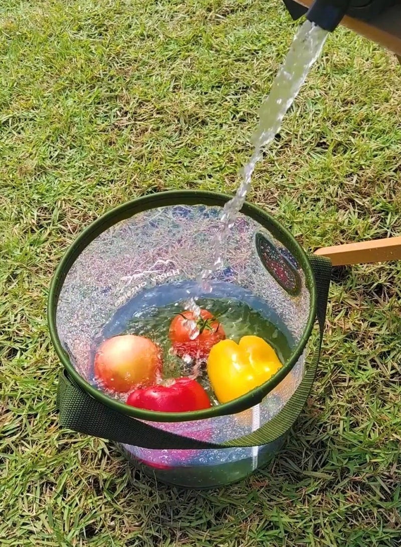 سعيد خارج 9.5L شفافة المحمولة دلو ، حوض للطي ، والسيارات الجذع قطع دلو ، حوض الغسيل المحمولة ، والسفر دلو ، دلو التخييم ، وغسل الصحون دلو ، دلو تخزين المياه ، سميكة / عالية الكثافة / المواد الغذائية القابلة لإعادة الشحن ، وسهلة لتنظيف السطح ، مناسبة للتخييم في الهواء الطلق ، وغسل السيارات ، والاستخدام المنزلي ، خفيفة الوزن وسريعة قابلة للطي ودائم تصميم تعزيز التماس ، يمكن استخدامها في الهواء الطلق التخييم ، والسفر ، وتخزين المواد الغذائية ، الحيوانات الأليفة الاستحمام ، الغسيل ، غسل الفواكه والخضروات ( الأخضر ) - Image 2