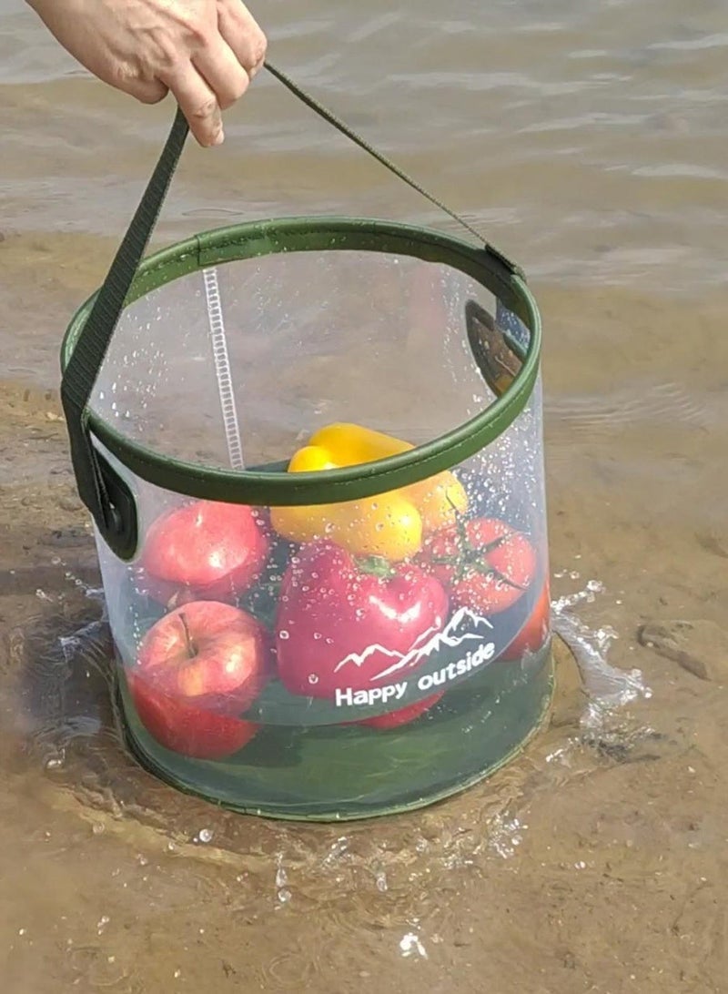 سعيد خارج 9.5L شفافة المحمولة دلو ، حوض للطي ، والسيارات الجذع قطع دلو ، حوض الغسيل المحمولة ، والسفر دلو ، دلو التخييم ، وغسل الصحون دلو ، دلو تخزين المياه ، سميكة / عالية الكثافة / المواد الغذائية القابلة لإعادة الشحن ، وسهلة لتنظيف السطح ، مناسبة للتخييم في الهواء الطلق ، وغسل السيارات ، والاستخدام المنزلي ، خفيفة الوزن وسريعة قابلة للطي ودائم تصميم تعزيز التماس ، يمكن استخدامها في الهواء الطلق التخييم ، والسفر ، وتخزين المواد الغذائية ، الحيوانات الأليفة الاستحمام ، الغسيل ، غسل الفواكه والخضروات ( الأخضر ) - Image 4