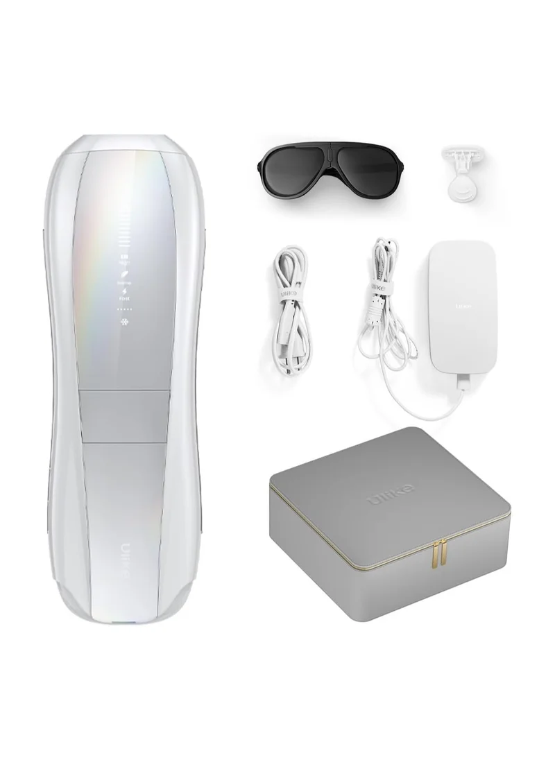 Ulike Ulike Air 10 IPL Laser Hair Removal for Women & Men, 65°F Ice-Cooling, Dual Lights, Skin Sensor & SHR Mode for Nearly Painless, Long-Lasting Hair Removal, Includes Leather Case, Silver