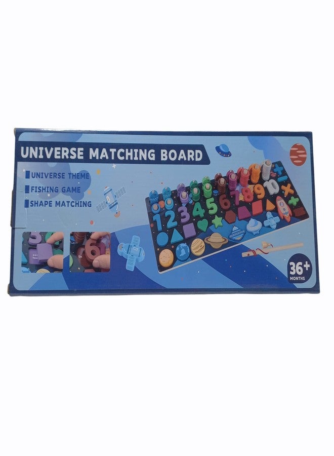 Folca® Wooden 6 in 1 Universe Matching Board Puzzle Game, Montessori Toys with Planets, Numbers, Solar System Matching Board Games, Learning Educational Baby Kids 3+ Years - Image 1