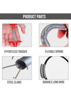 Vrozty Vrozty Hair Catching Claw Drain Sewer Cleaner Spring Wire Sink Pipe Dredge Cleaning Stick Drain Plunger Unblocked 5ft 160cm  - Image 4