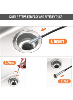 Vrozty Vrozty Hair Catching Claw Drain Sewer Cleaner Spring Wire Sink Pipe Dredge Cleaning Stick Drain Plunger Unblocked 5ft 160cm  - Image 2