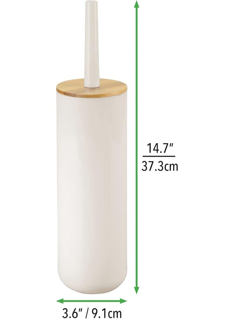 Plastic Toilet Bowl Brush/Bamboo Lid Cover - 1 Piece Set; Bathroom Storage Organizer Holder; Decor Bathroom Accessories - Natural/Cream/Beige - Image 3