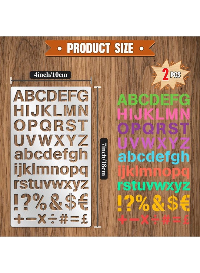Starry Metal Engraving Stencils 2pcs Stainless Steel Metal Alphabet Stencils for Wood Burning Engraving Painting Journaling Bookmark Flower Vines DIY - Image 2