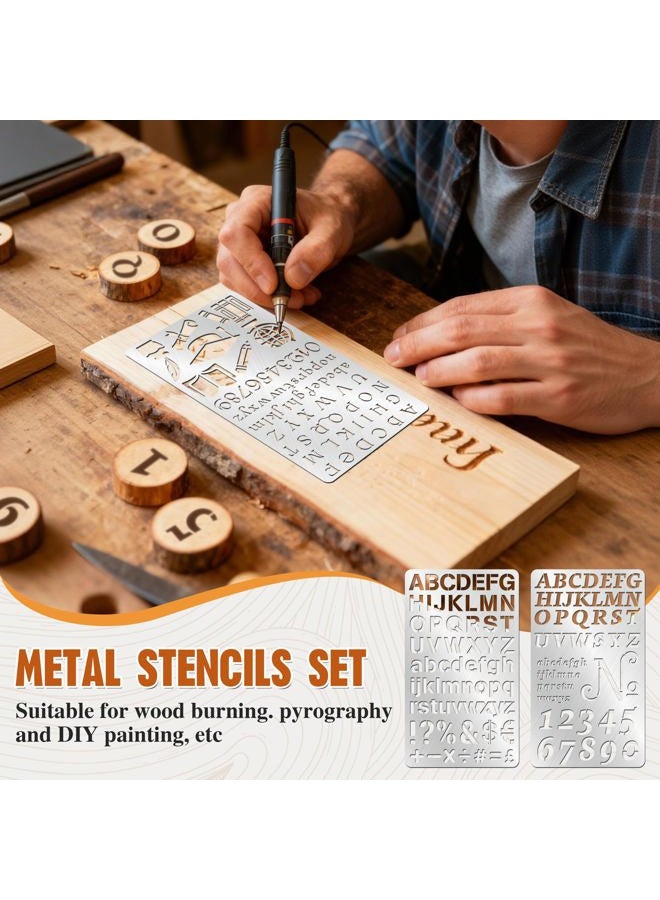 Starry Metal Engraving Stencils 2pcs Stainless Steel Metal Alphabet Stencils for Wood Burning Engraving Painting Journaling Bookmark Flower Vines DIY - Image 3