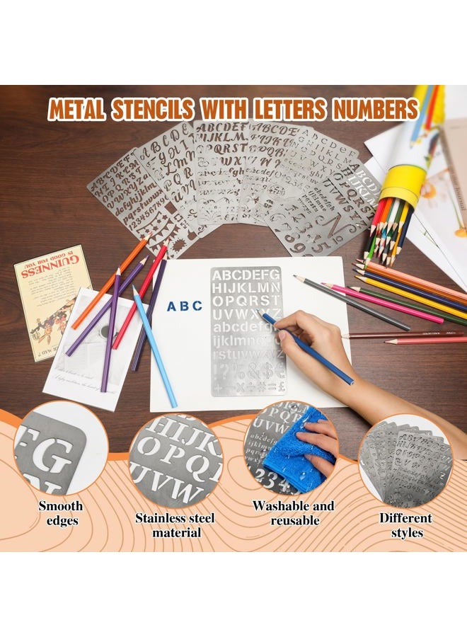 Starry Metal Engraving Stencils 2pcs Stainless Steel Metal Alphabet Stencils for Wood Burning Engraving Painting Journaling Bookmark Flower Vines DIY - Image 4