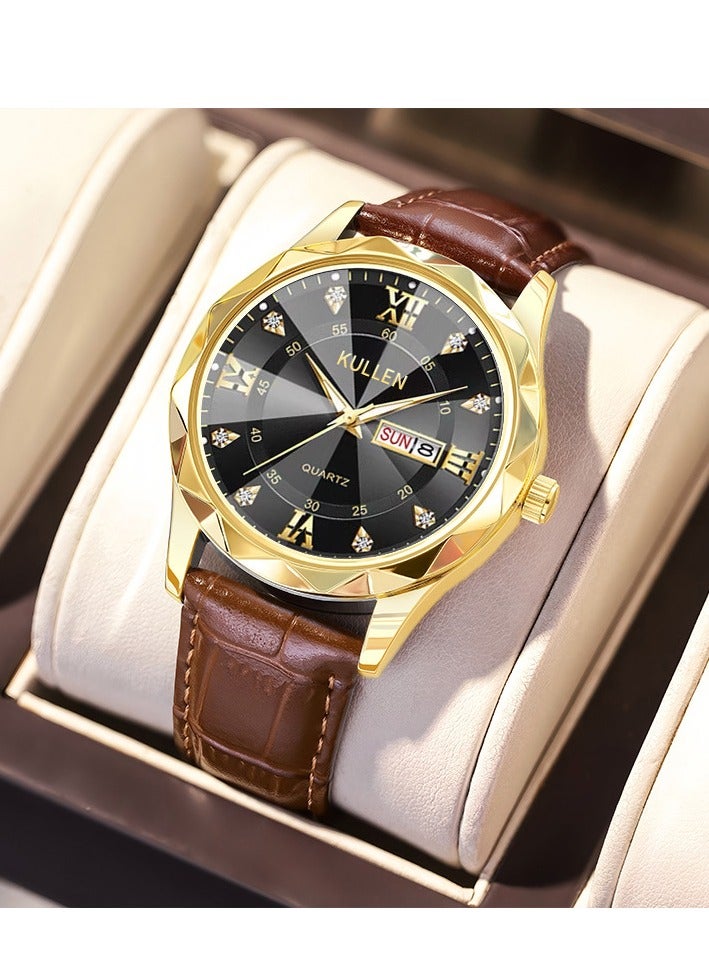 Men's watch waterproof dual calendar night light atmospheric men's watch