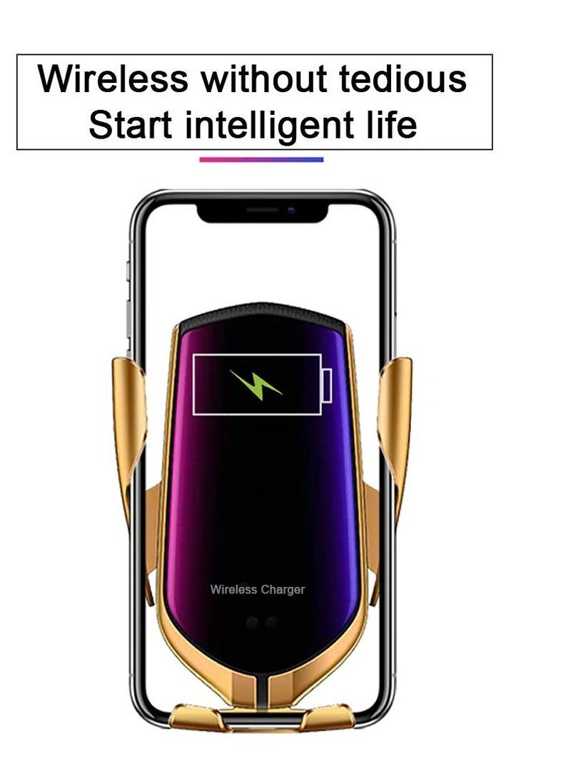 Smart Sensor Usb Wireless Automatic Clamping Qc/Qi 10W Fast Charging Car Mount Charger Holder Compatible For Cellular Phones (Silver) - Image 4