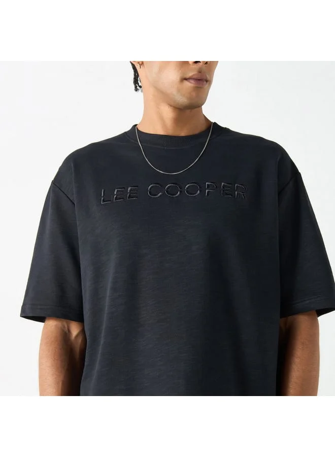 Lee Cooper Lee Cooper Logo Embroidered Oversized T-shirt with Short Sleeves