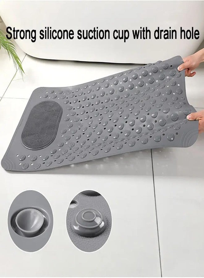 Birzar Shower Mat Non Slip - Bath Mat with a Drain Hole and Suction Cups to Keep Floor Clean, Shower Foot Scrubber Massage Mat. (Grey, 70x37) - Image 4
