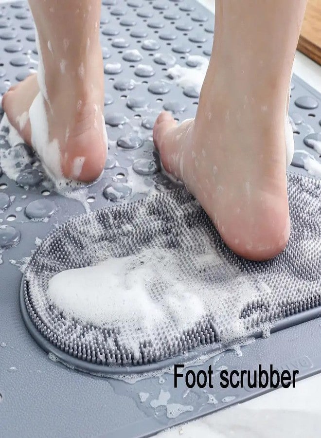 Birzar Shower Mat Non Slip - Bath Mat with a Drain Hole and Suction Cups to Keep Floor Clean, Shower Foot Scrubber Massage Mat. (Grey, 70x37) - Image 3