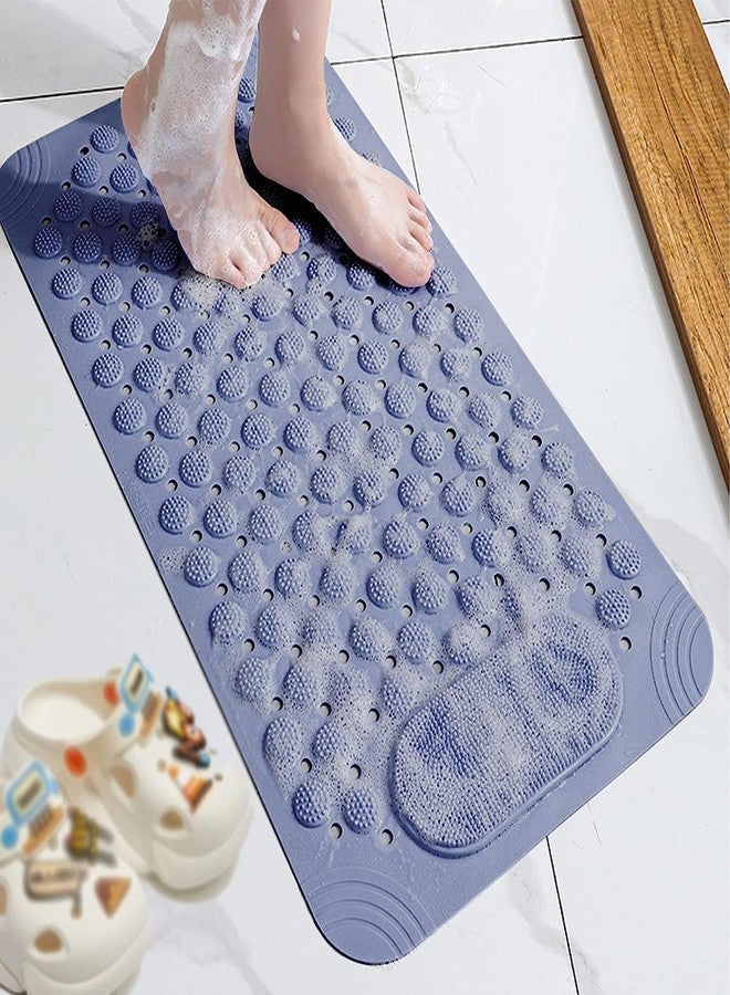 Birzar Shower Mat Non Slip - Bath Mat with a Drain Hole and Suction Cups to Keep Floor Clean, Shower Foot Scrubber Massage Mat. (Grey, 70x37) - Image 2