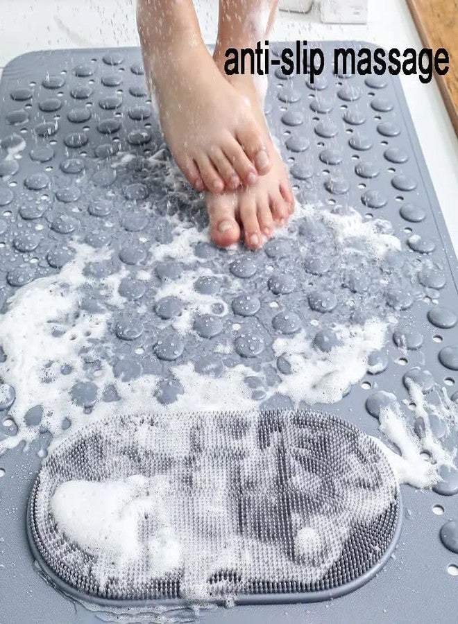 Birzar Shower Mat Non Slip - Bath Mat with a Drain Hole and Suction Cups to Keep Floor Clean, Shower Foot Scrubber Massage Mat. (Grey, 70x37) - Image 5