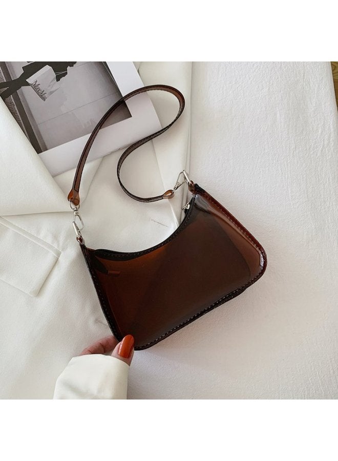 Small Bag Women's Bag 2023 Summer Trendy Korean Style Fashion Messenger Bag Net Red Ocean Style Shoulder Underarm Bag-Color:Dark Brown-Size:000 - Image 1