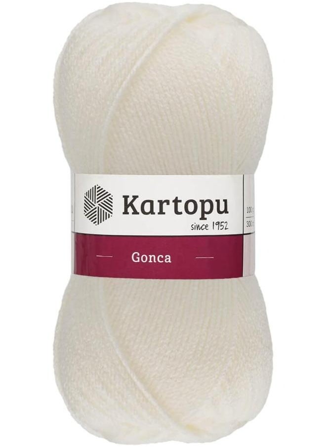 Kartopu - Kartopu K019 Gonca Knitting Yarn – 100g, 300m – Light Cream - Image 1