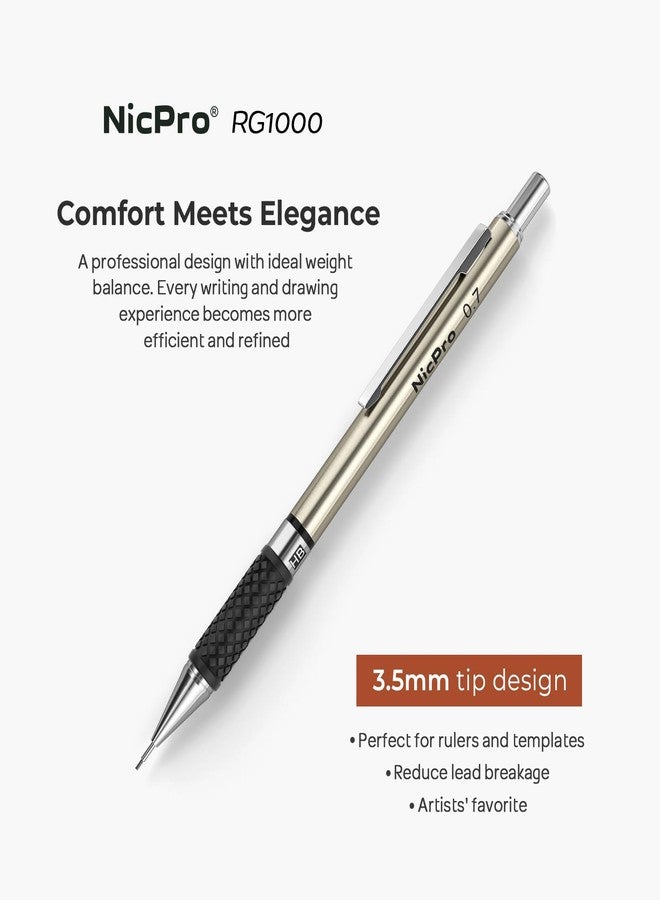 Nicpro 0.7 mm Art Mechanical Pencils Set, 6 PCS Metal Drafting Pencil 0.7mm Tube HB Lead Refills & 18 Cap Eraser for Adults, Children, Artist Writing, Drawing, Sketching, Black, 1 Count (Pack of 6) - Image 2