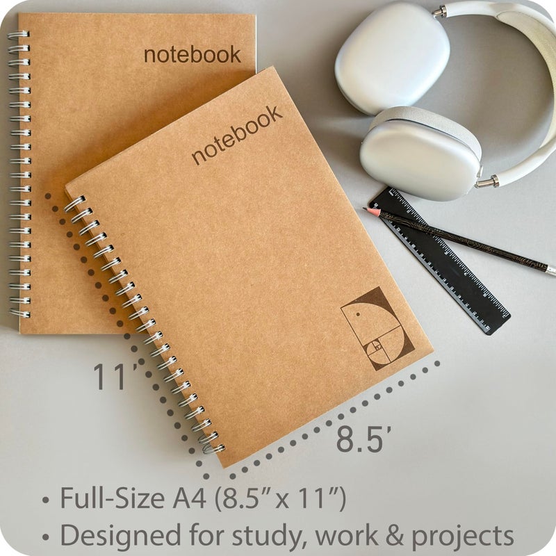 le vent Lined Spiral Notebook 8.5 x 11 | 2 Pack 200+200 A4 Lay Flat Pages | Hardcover College Ruled Notebooks | Smooth 100gsm Ink-Proof Paper | Daily Writing Journal for Work & Study - Image 5
