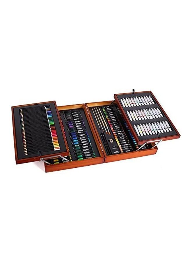 Taimi 174-Piece Deluxe Art Set, Art Supplies for Painting and Drawing, Art Kit in Wood Box Includes Acrylic, Oil, Watercolor Paints, Oil Pastels, Color Pencils  - Image 1