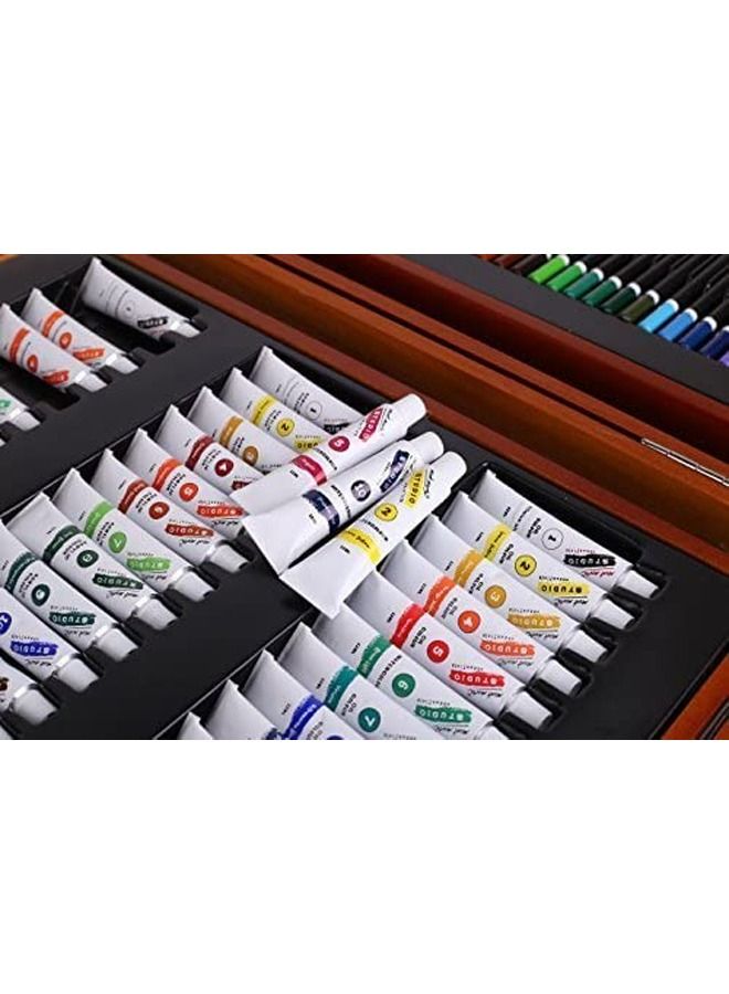 Taimi 174-Piece Deluxe Art Set, Art Supplies for Painting and Drawing, Art Kit in Wood Box Includes Acrylic, Oil, Watercolor Paints, Oil Pastels, Color Pencils  - Image 5