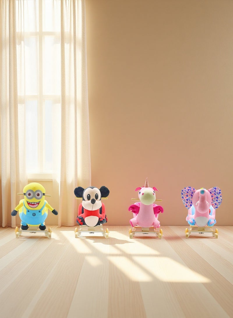 Plush Mickey 2-in-1 Rocking Horse & Ride-On Toy Rocker with Wheels for Toddlers and Kids - Image 5