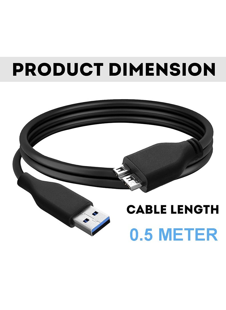 TLAXCA كابل USB 3.0 للقرص الصلب المحمول Western Digital/WD/Seagate/Clickfree/Toshiba/Samsung، كابل نقل بيانات عالي السرعة يصل إلى 4.8 جيجابت في الثانية للقرص الصلب الخارجي المحمول - الطول: 50 سم  - Image 3