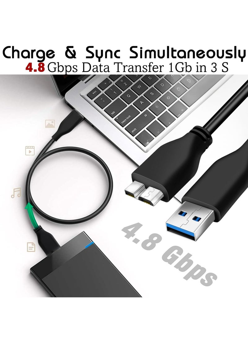 TLAXCA كابل USB 3.0 للقرص الصلب المحمول Western Digital/WD/Seagate/Clickfree/Toshiba/Samsung، كابل نقل بيانات عالي السرعة يصل إلى 4.8 جيجابت في الثانية للقرص الصلب الخارجي المحمول - الطول: 50 سم  - Image 4
