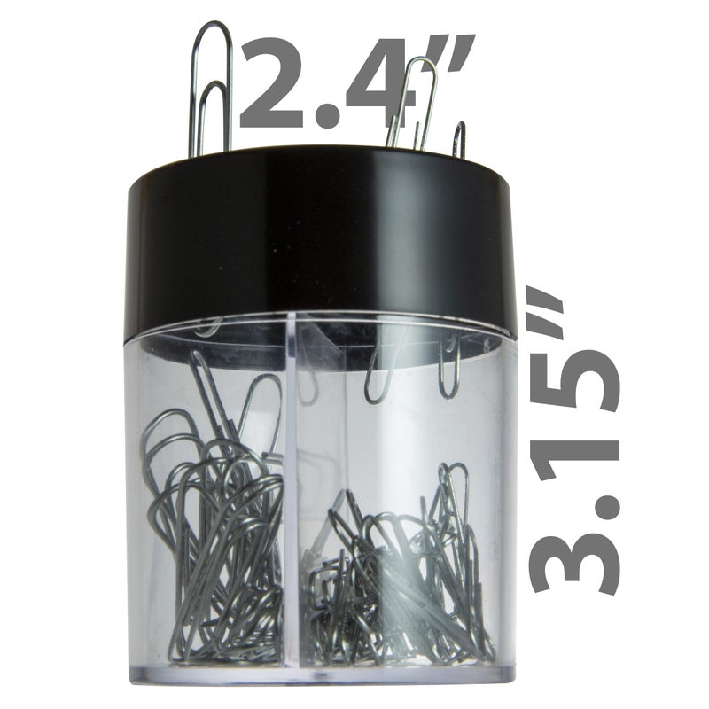Officemate Magnetic Clip Dispenser, Large/Round, 200 Clip Capacity, Black/Smoke (93692) - Image 3