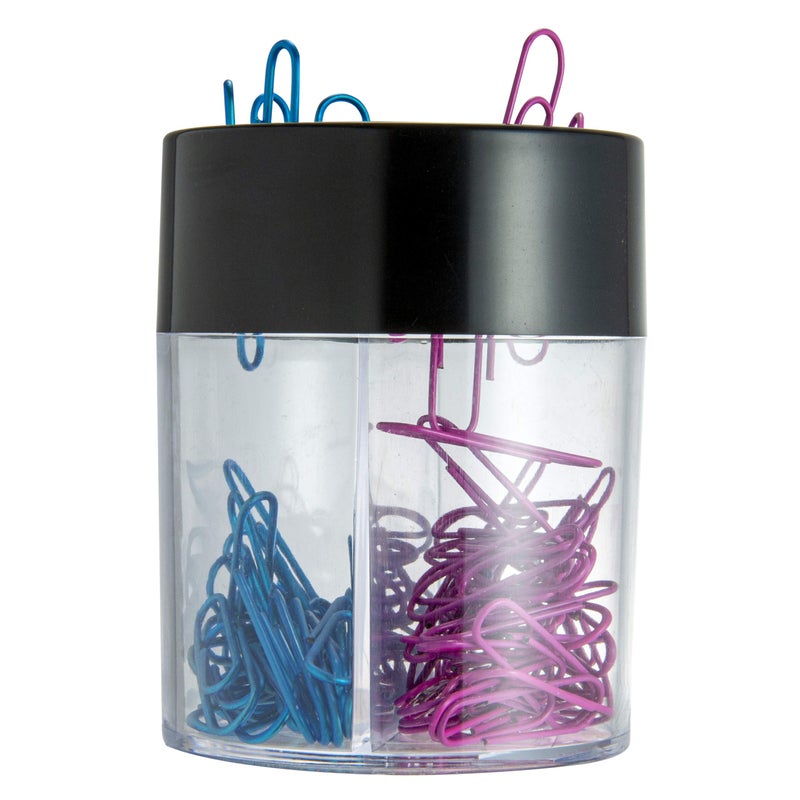 Officemate Magnetic Clip Dispenser, Large/Round, 200 Clip Capacity, Black/Smoke (93692) - Image 5