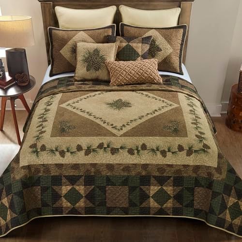 Donna Sharp Full/Queen Polyester Bedding Set - 3 Piece - Antique Pine Lodge Quilt Set with Full/Queen Quilt and Standard Pillow Shams - Machine Washable - Image 1