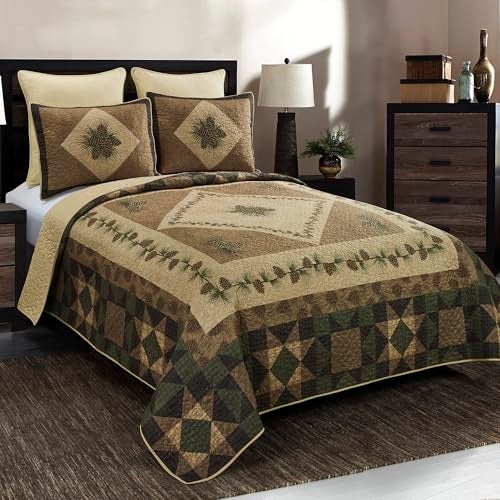 Donna Sharp Full/Queen Polyester Bedding Set - 3 Piece - Antique Pine Lodge Quilt Set with Full/Queen Quilt and Standard Pillow Shams - Machine Washable - Image 4
