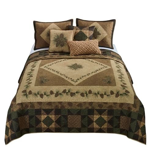 Donna Sharp Full/Queen Polyester Bedding Set - 3 Piece - Antique Pine Lodge Quilt Set with Full/Queen Quilt and Standard Pillow Shams - Machine Washable - Image 2