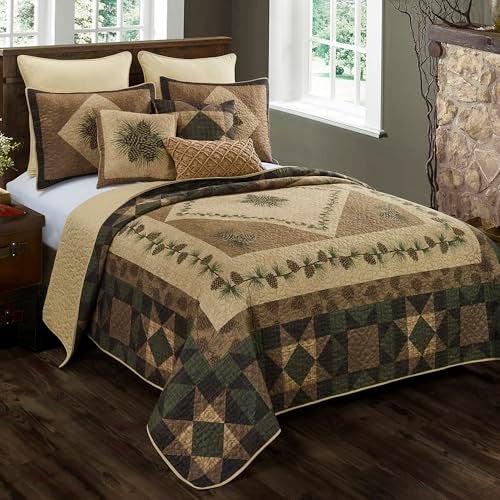 Donna Sharp Full/Queen Polyester Bedding Set - 3 Piece - Antique Pine Lodge Quilt Set with Full/Queen Quilt and Standard Pillow Shams - Machine Washable - Image 5