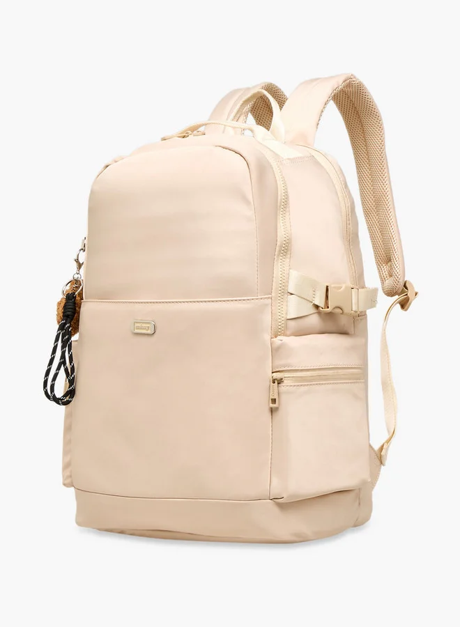 ميسي Solid Backpack with Adjustable Shoulder Straps and Zip Closure - 29x32x48 cms