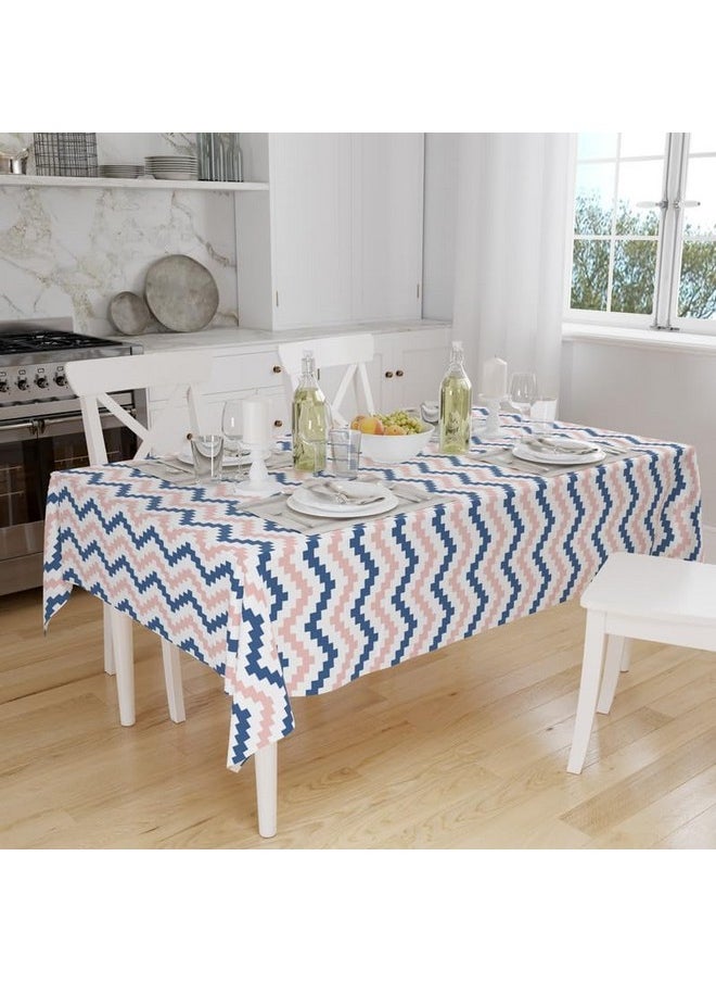 Encasa XO Printed Rectangular Table Cloth 6 Ft For 4 To 6 Seater Dining Table, 100% Silky Polyester, Machine Wash To Remove Food Stains, Non-Fading, Non-Shrinking, Cheap & Durable - Chevron Blue - pzsku/Z3A894A5535E307569D2DZ/45/_/1737721185/96f2a614-aa07-44e0-85ee-a201efd08a52