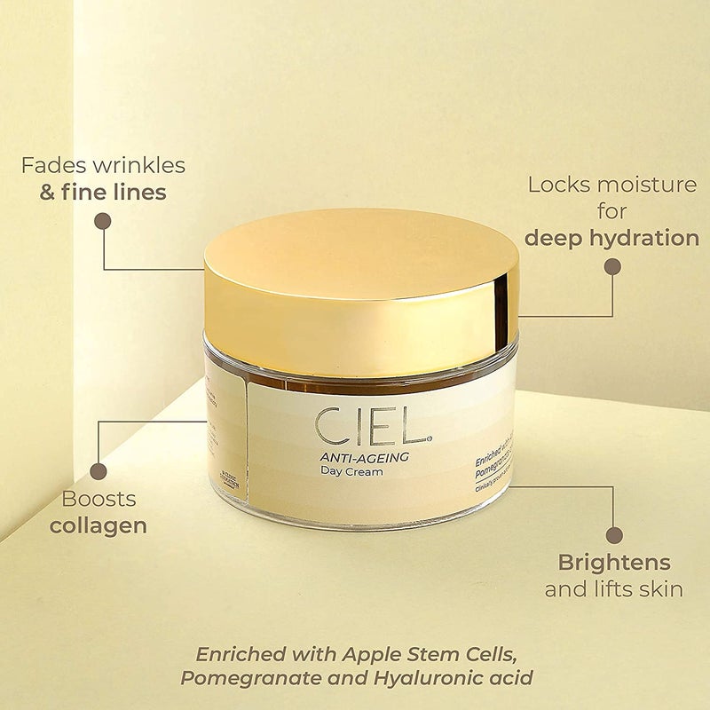 CIEL AntiAging Day Cream 50g Vitamin C Hyaluronic Acid Moisturizer for Glowing Hydrated Radiant Skin AntiWrinkle Face Cream for All Skin Types Daily Use for Men Women - Image 2