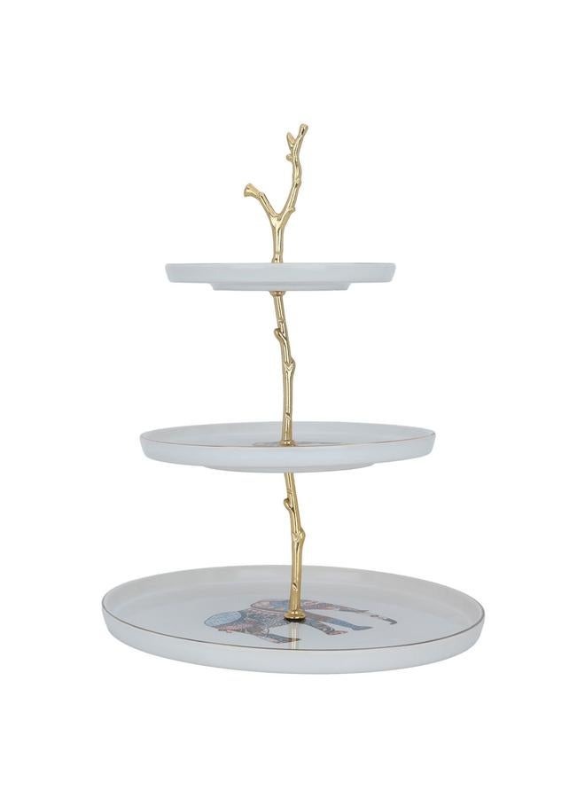 السيف  حامل تقديم من البورسلين 3 مستويات دائري ملون - Image 1