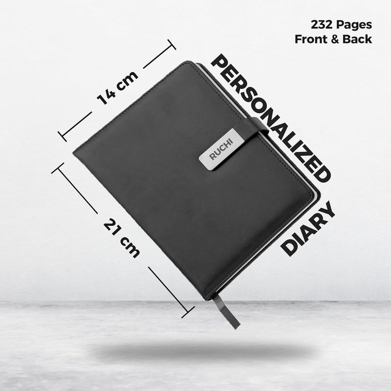 TEMPT - Personalized Diary with Metal Name Plate, A5 Size, Black - Image 2