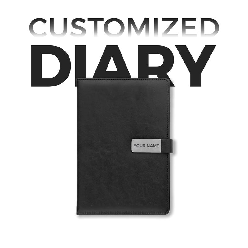 TEMPT - Personalized Diary with Metal Name Plate, A5 Size, Black - Image 3