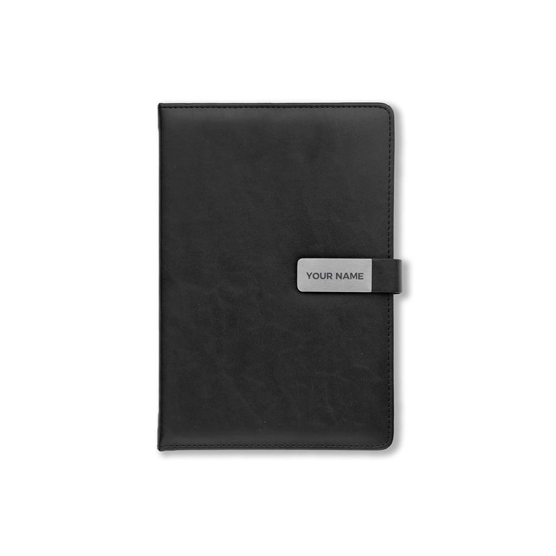 TEMPT - Personalized Diary with Metal Name Plate, A5 Size, Black - Image 1