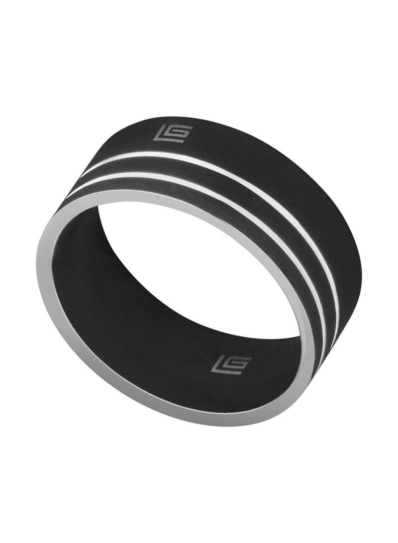 غاي لاروش خاتم غي لاروش من الستانلس ستيل بطلاء أيون أسود للرجال Sz 58 ، 4TQ001AG-58 - Image 2