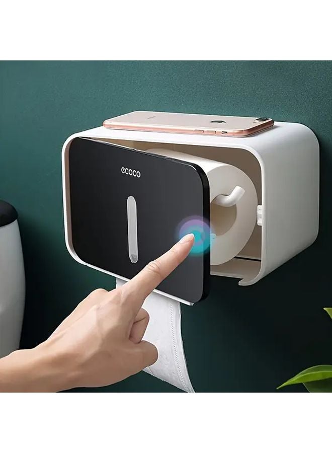 ستار غراي حامل ورق الحمام بطبقة منبثقة مفردة مثبت على الحائط مقاوم للماء بدون حفر - Image 3