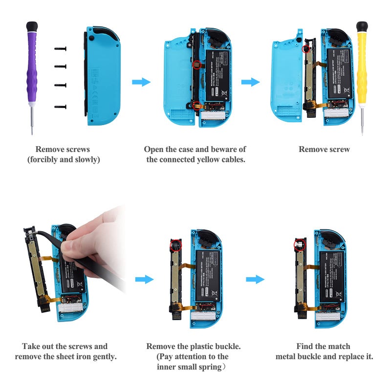 FYOUNG [New Version]Replacement Latches Compatible with Switch/ Switch OLED JoyCon, Lock Buckles Repair Tool Kit Compatible with Switch JoyCons with Screwdrivers and Tweezer - Image 4