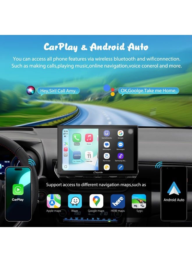Carpuride W901 Pro with Wireless Bluetooth Transmission, Portable CarPlay and Android Auto Car Radio, 9-inch IPS Touchscreen, Mirror Link/GPS/Siri - Image 3