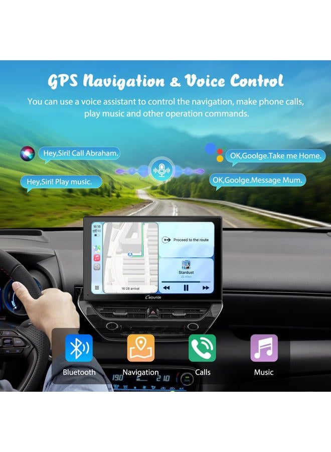 Carpuride W901 Pro with Wireless Bluetooth Transmission, Portable CarPlay and Android Auto Car Radio, 9-inch IPS Touchscreen, Mirror Link/GPS/Siri - Image 2
