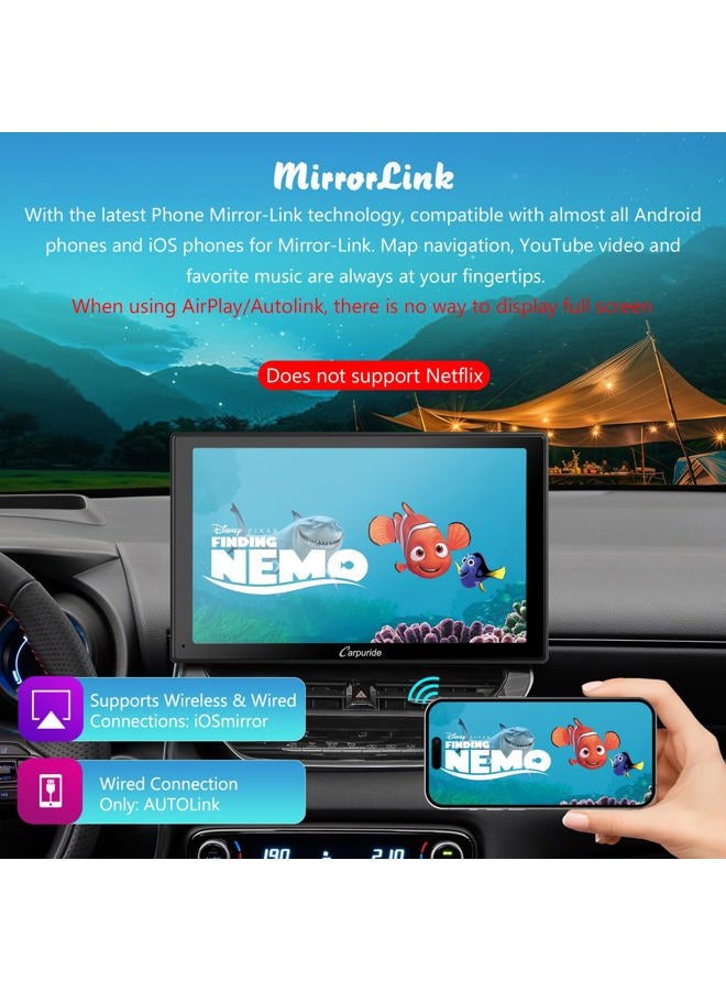 Carpuride W901 Pro with Wireless Bluetooth Transmission, Portable CarPlay and Android Auto Car Radio, 9-inch IPS Touchscreen, Mirror Link/GPS/Siri - Image 5