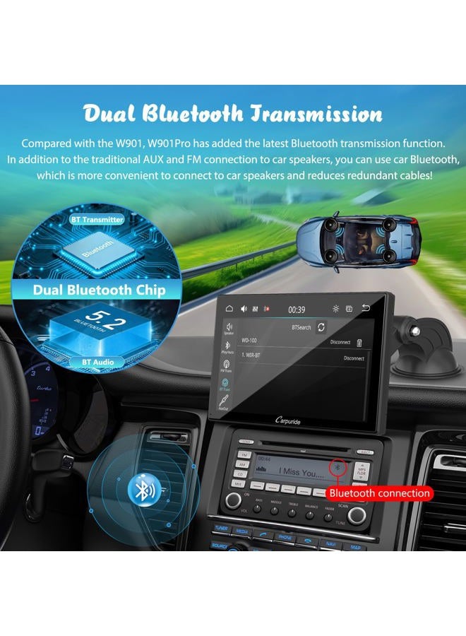 Carpuride W901 Pro with Wireless Bluetooth Transmission, Portable CarPlay and Android Auto Car Radio, 9-inch IPS Touchscreen, Mirror Link/GPS/Siri - Image 4