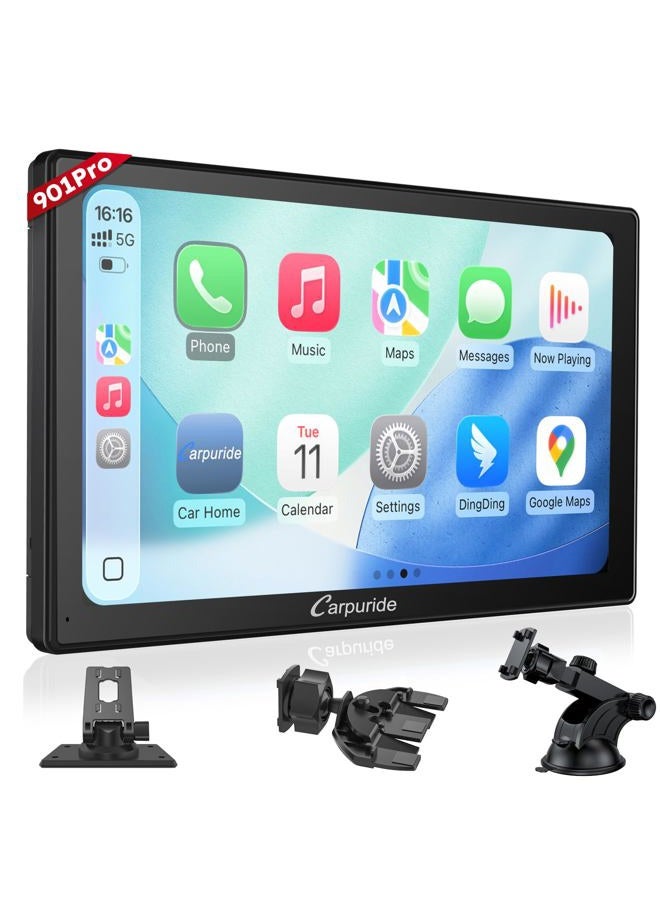 Carpuride W901 Pro with Wireless Bluetooth Transmission, Portable CarPlay and Android Auto Car Radio, 9-inch IPS Touchscreen, Mirror Link/GPS/Siri - Image 1