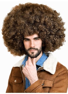 ALLAURA ALLAURA Women's Jumbo Afro Kinky Curly Hair Brown Wigs for Black Women Large Bouncy and Soft Natural Looking Premium Synthetic Hair Wigs for Women Disco Costume Wigs 