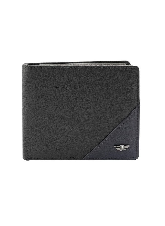 POLICE Men's Leather Over Flap Coin Wallet -Black  - Image 1